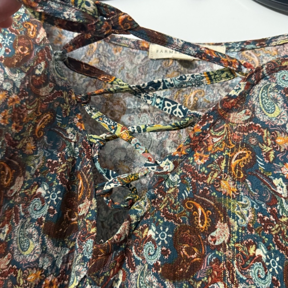 Farmers Market BOHO long sleeve blouse with lattice EUC - Picture 4 of 9